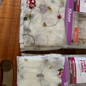 Sheer Embroidered Curtains- Brand New